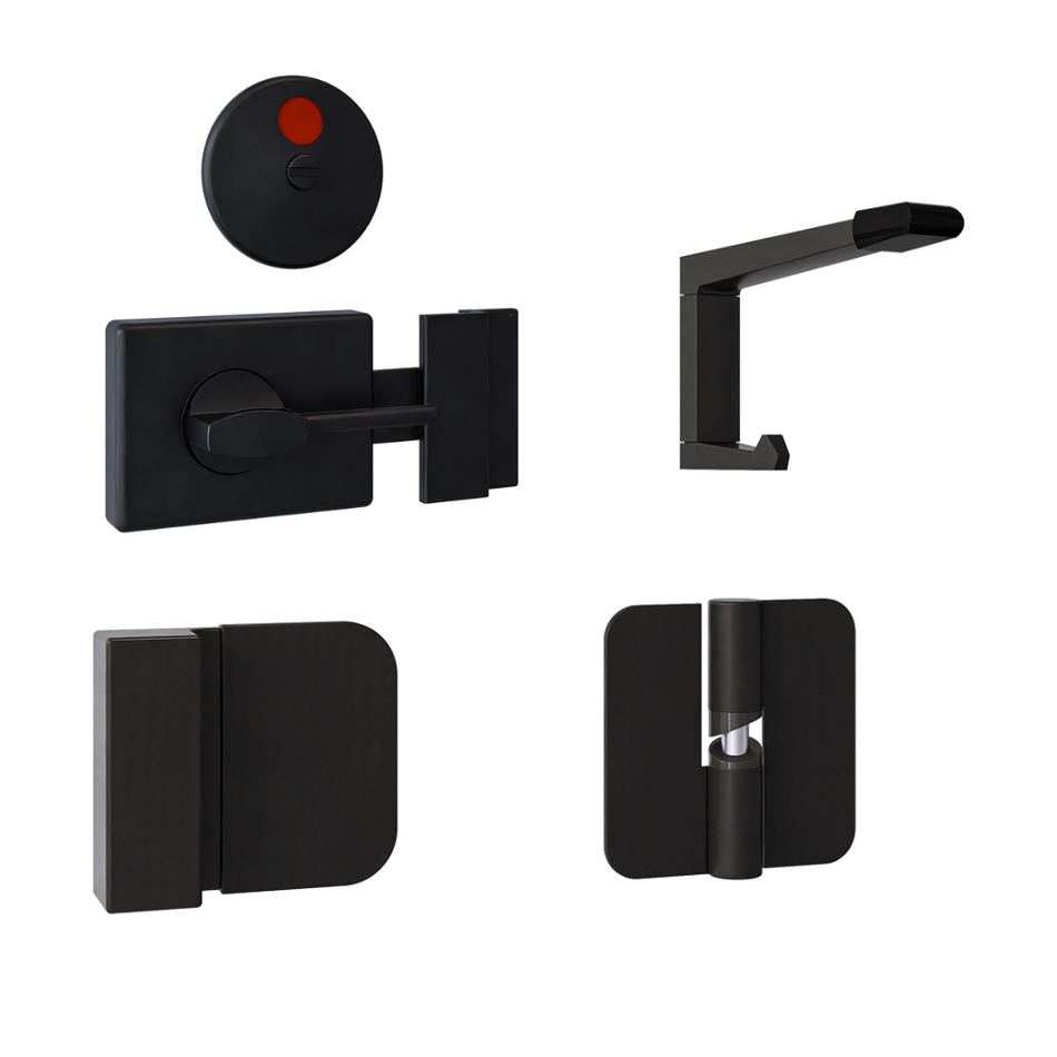 106C Ambulant Gravity Hinge Kit in Designer Black - 106C-RHHC3-300AMB-202C-101C-BLK