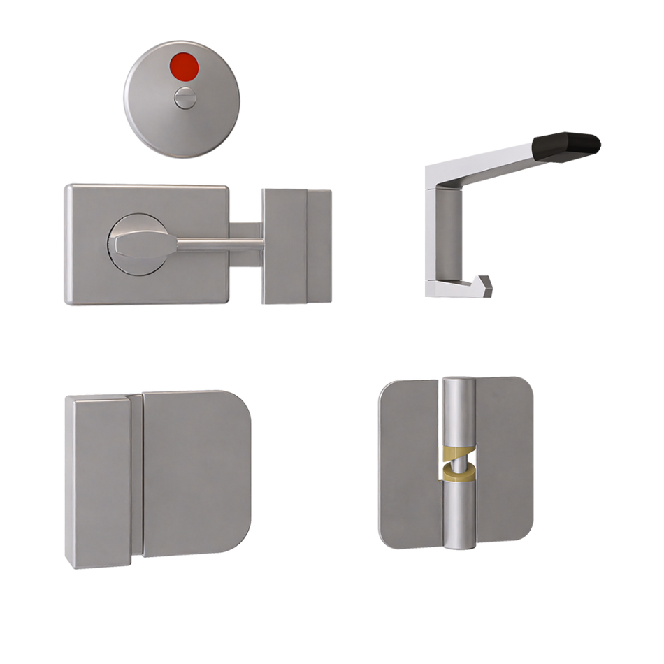 106C Gravity Hinge Kit in Satin Chrome Plate - 106C-RHHO3-300-202C-101C-SCP