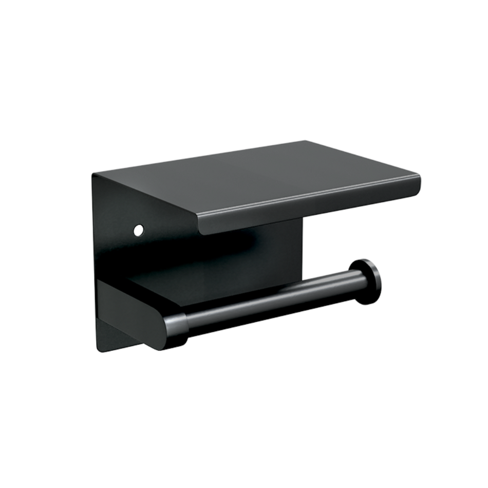 Single Toilet Roll Holder with Shelf Top in Designer Black - ML268_TRH_DESIGNER