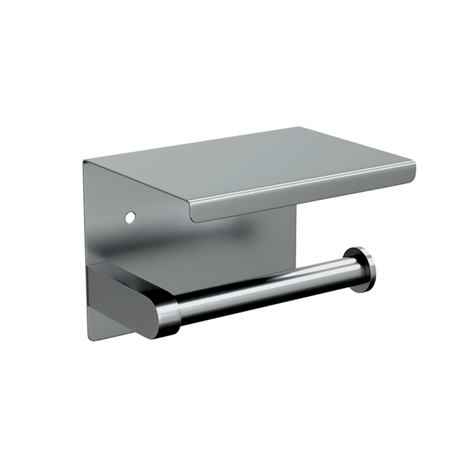 Single Toilet Roll Holder with Shelf Top in Satin Stainless Steel - ML268_TRH_SS