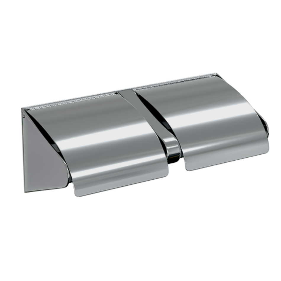 Lockable and Hooded Double Toilet Roll Holder in Polished Stainless Steel - ML271_TRH_PSS