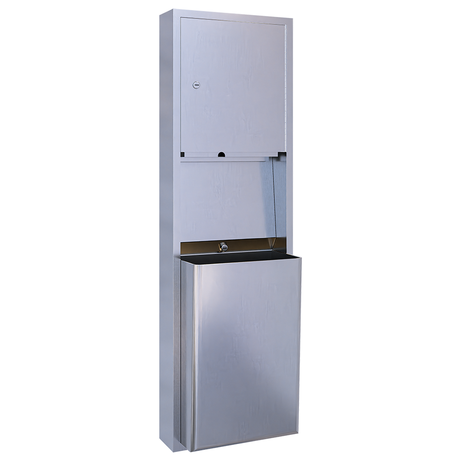 Paper Towel Dispenser & 49L Waste Receptacle Surface Mounted in Satin Stainless Steel - ML705_SM_MK2