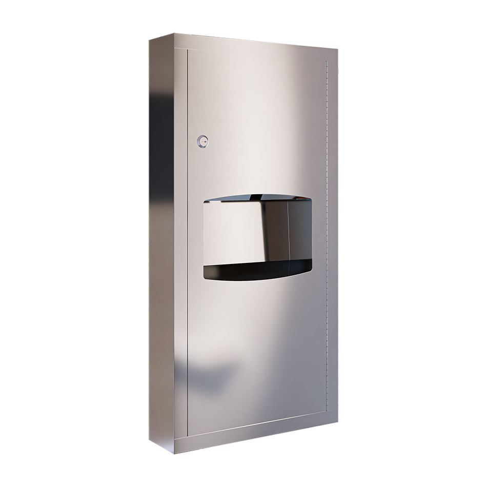 Paper Towel Dispenser & 6.5L Waste Receptacle Surface Mounted in Satin Stainless Steel - ML710_SM_MK3