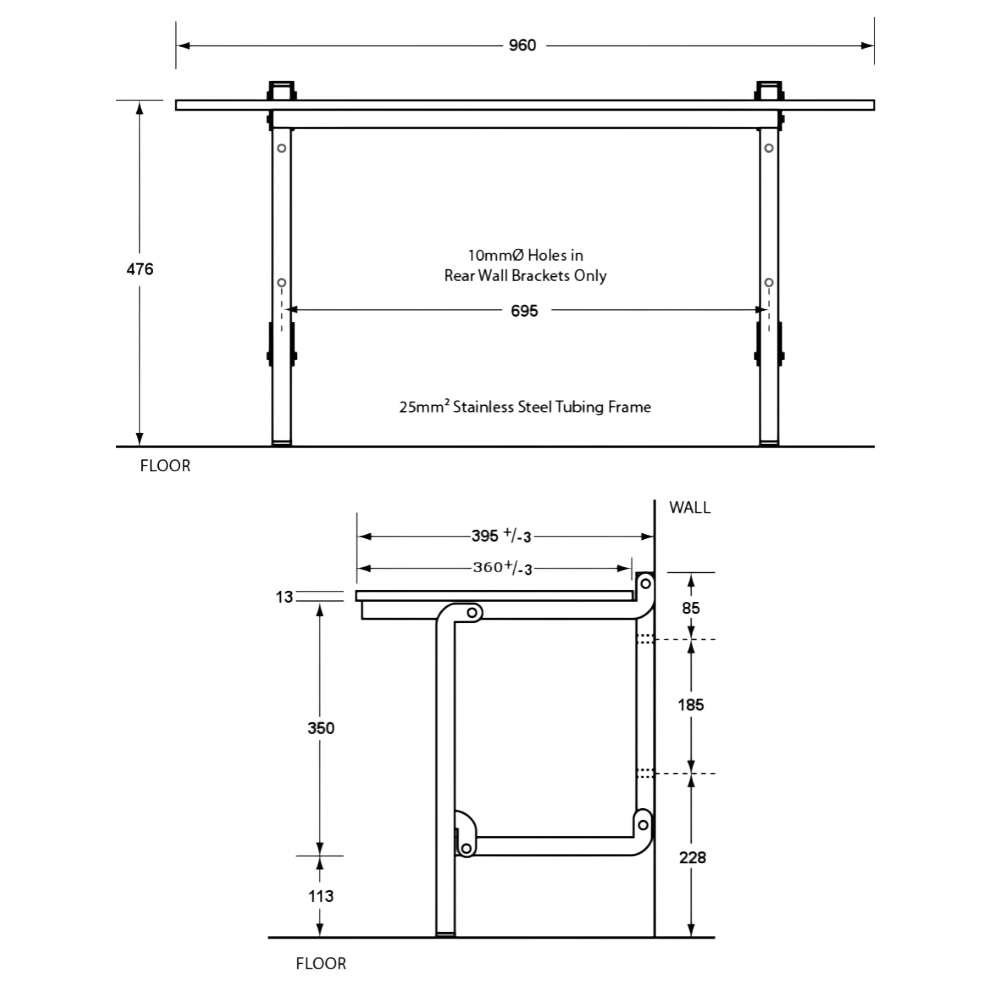 ML995_CL shower seat diagram