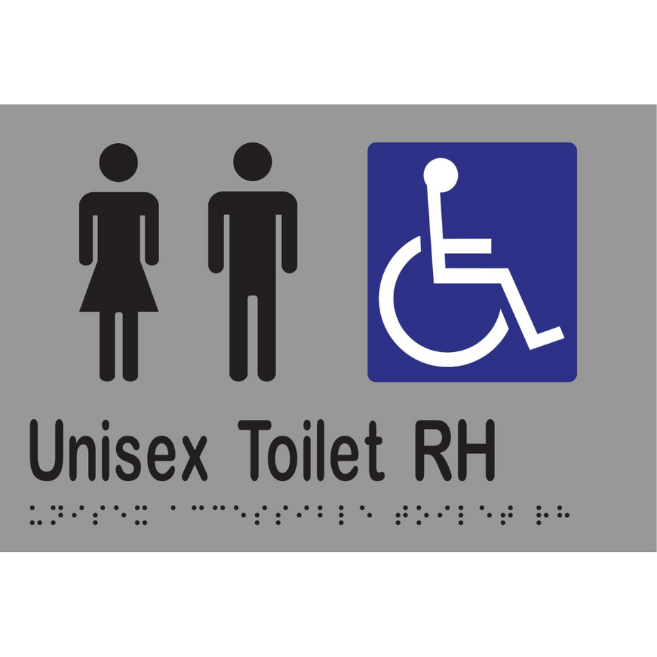 Unisex Accessible Toilet RH Braille Sign in Stainless Steel - MLS16223_SS