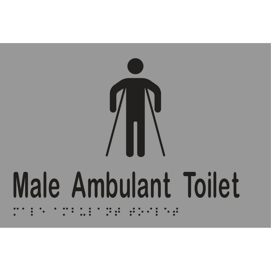 Male Ambulant Toilet Braille Sign in Silver Vinyl - MLS16246_SIL