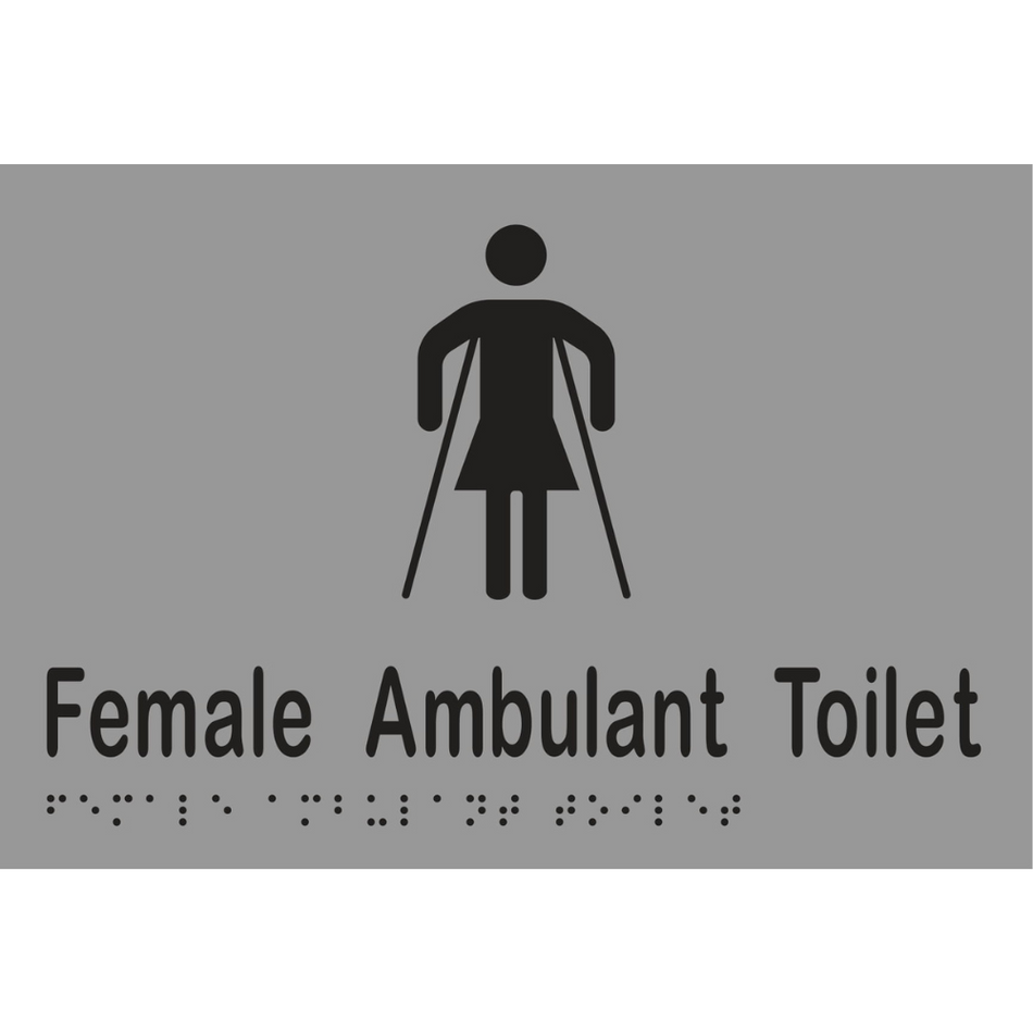 Female Ambulant Toilet Braille Sign in Stainless Steel - MLS16266_SS