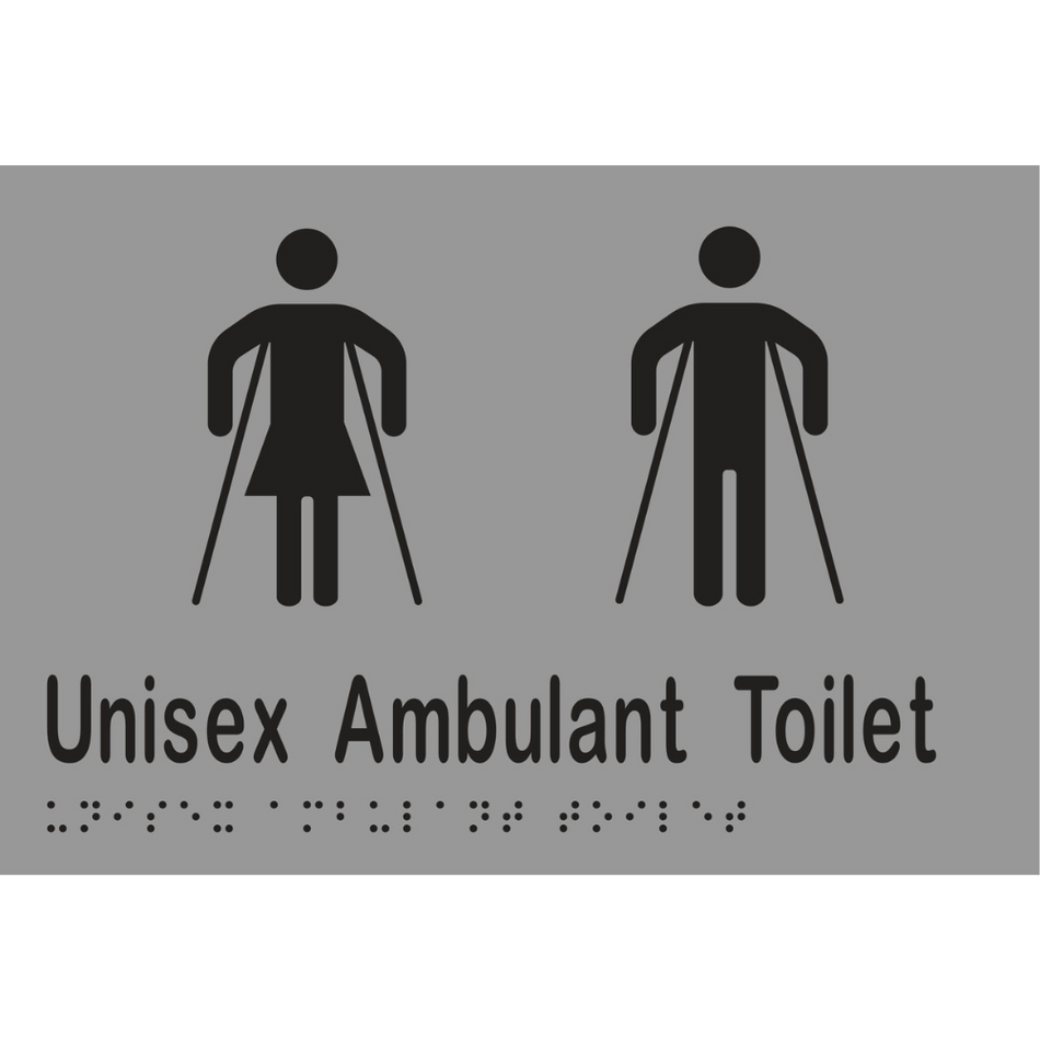 Unisex Ambulant Toilet Braille Sign in Silver Vinyl - MLS16304_SIL